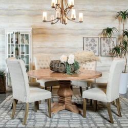Brand New Rustic Smoke Vintage 18th Century Style 5pc Dining Table Set