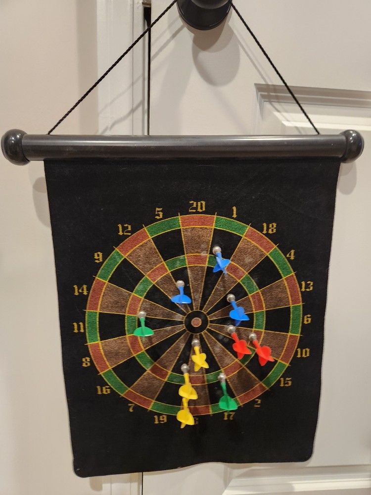 Vintage Dart Board and Darts