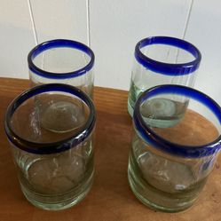 Set Of 4 Blue Rim Glasses