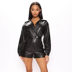 Fashion Nova "Motorsport" PU Leather Romper - Size XS (Brand New with Tags)