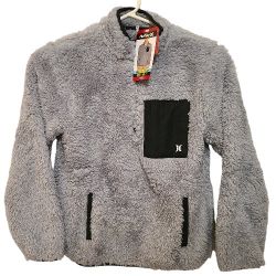 Hurley Boys Sherpa Cozy Quarter-Zip Jacket, Gray, Boys M-8 - NEW with Tags 