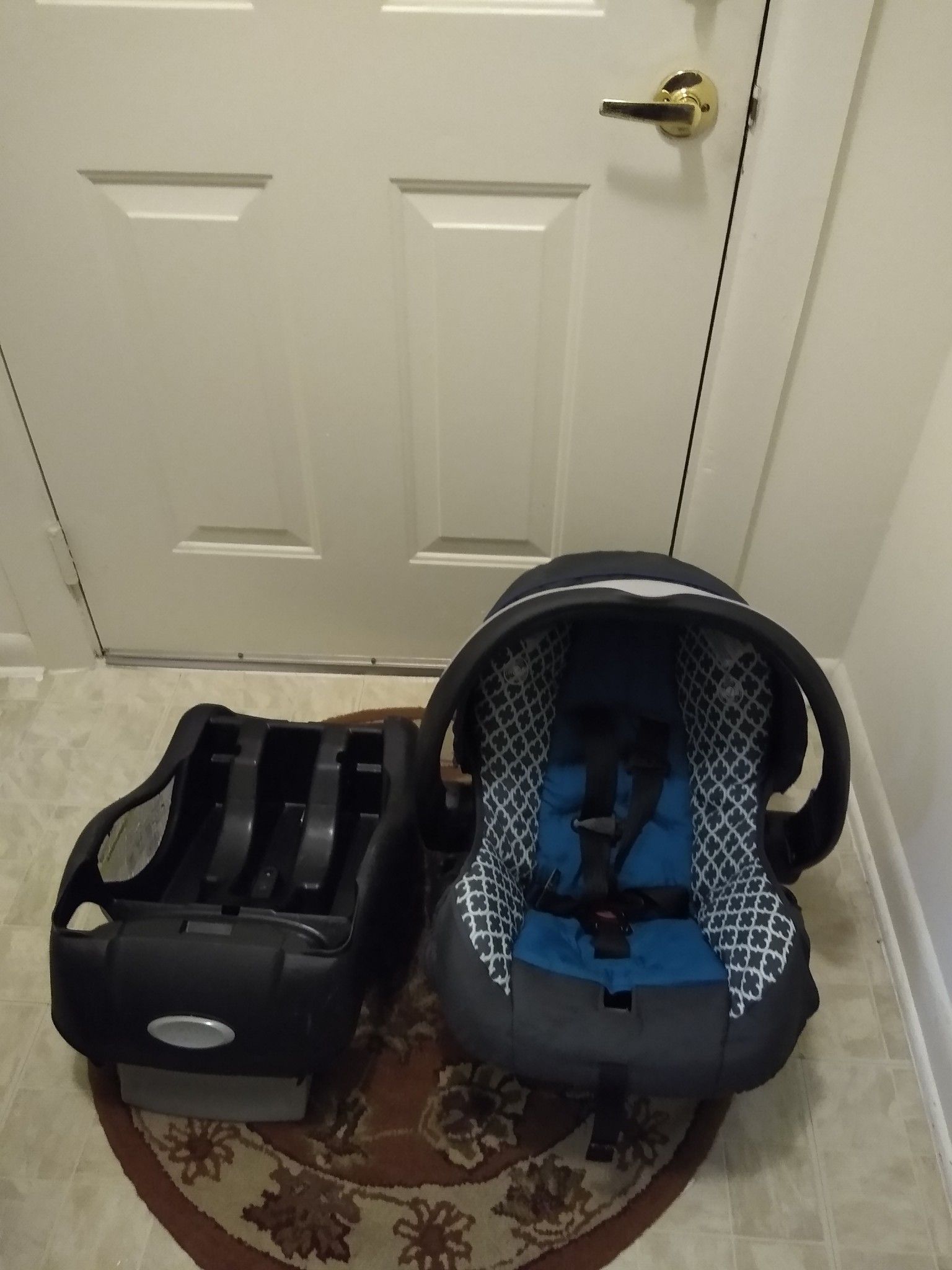 Use Evenflo car seat and one baby carrier both for $40 or offer washed and clean