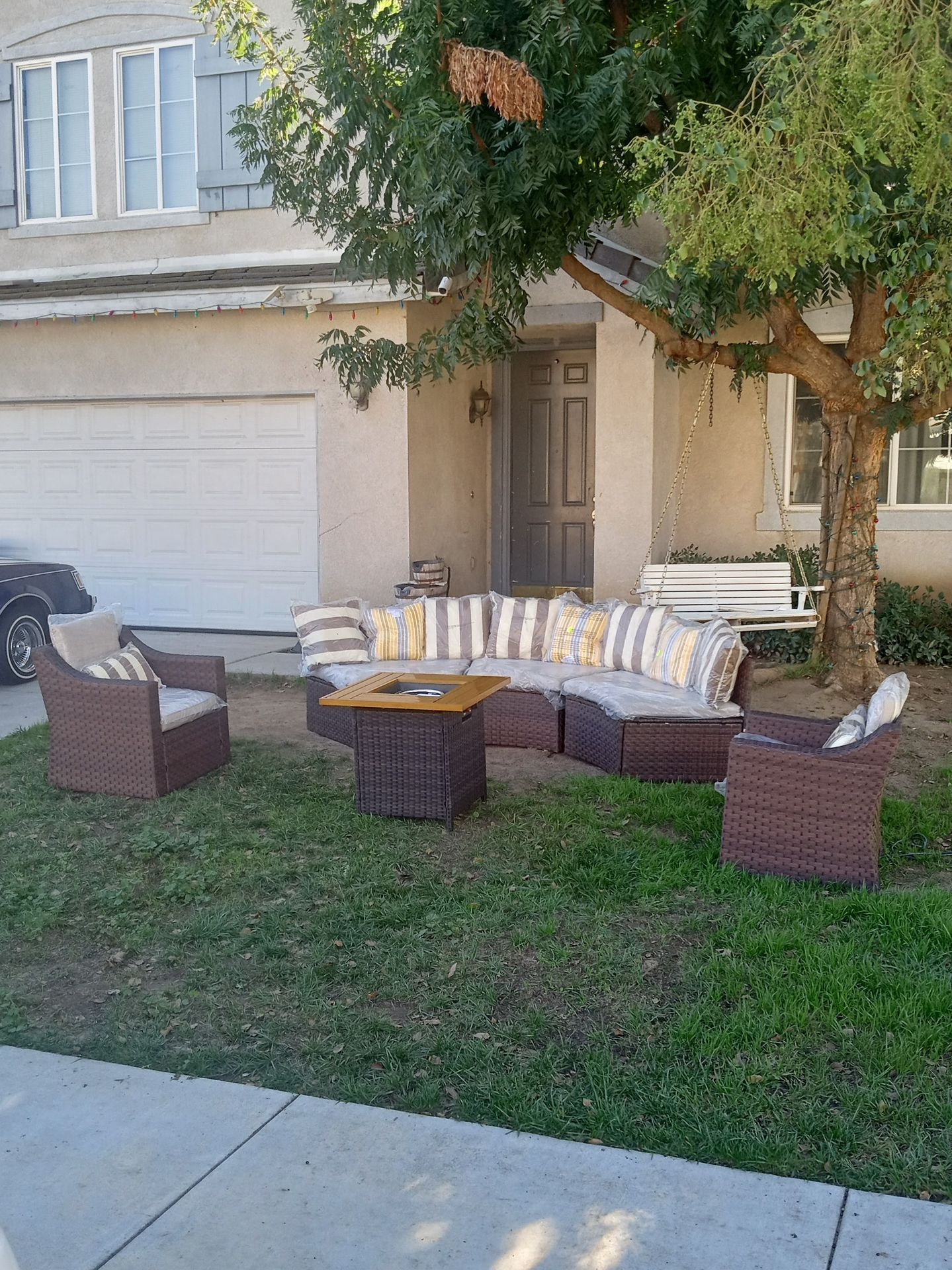 Curved patio furniture set with fire pit patio chairs outdoor furniture patio sofa set π ππ