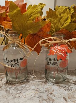 Set Of 2 Fall Glass Decor