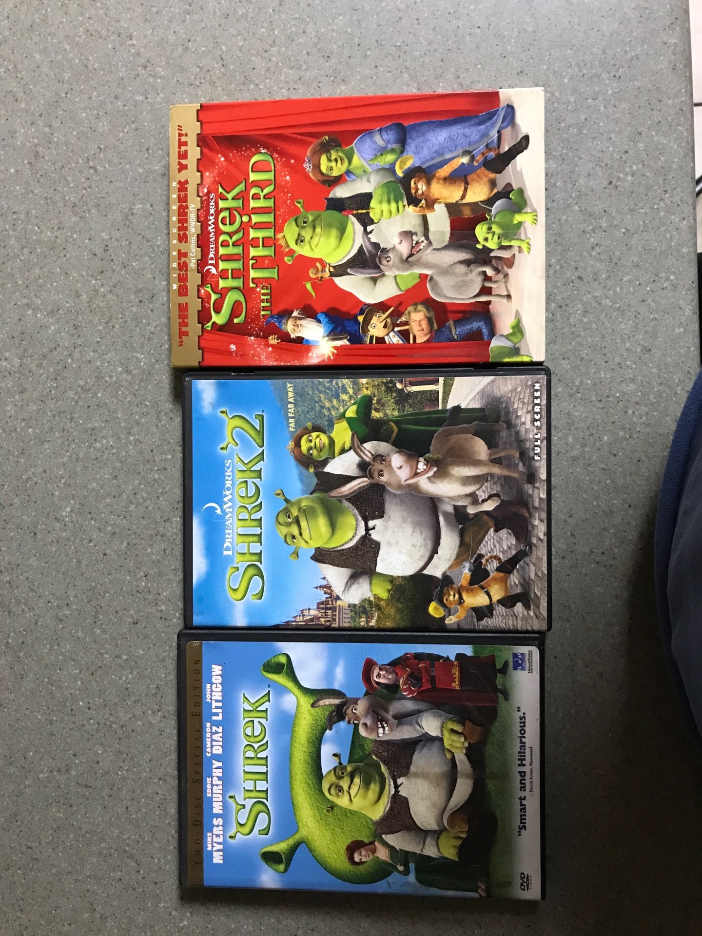 Shrek 1,2,3 DVDs