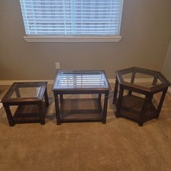 3 Dark Walnut Ends Tables- 3 Different Sizes