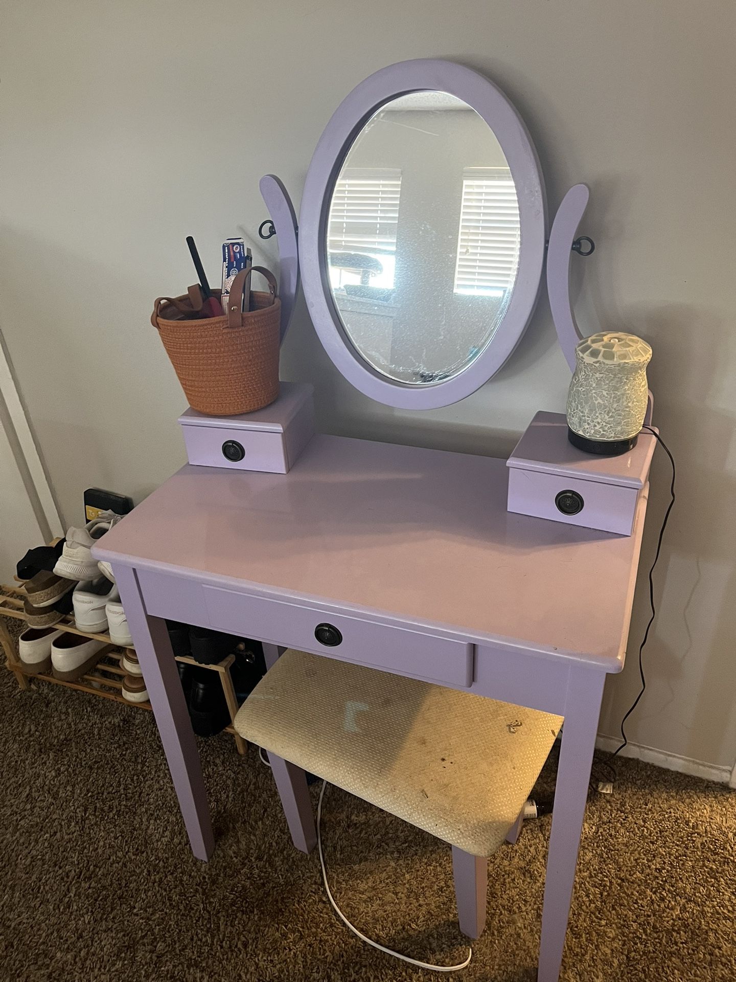 Purple Vanity And Bench