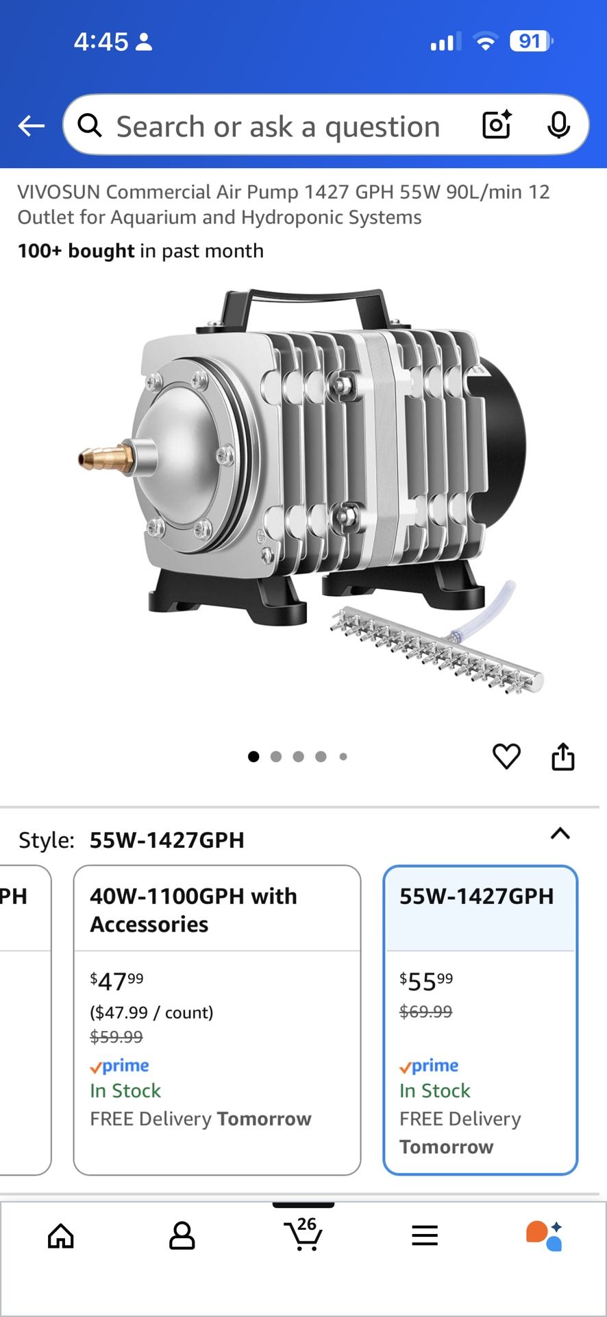 VIVOSUN Commercial Air Pump 1427 GPH 55W 90L/min 12 Outlet for Aquarium and Hydroponic Systems