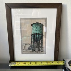 11"X9" North Park Water Tower San Diego Wall Art watercolor sketch framed print?