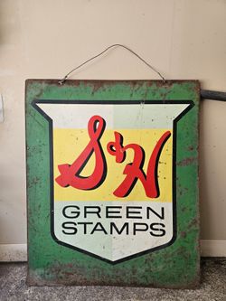 Original vintage S&H green stamp sign
