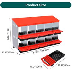 Chicken Nesting Box, 10 Compartments Nesting Boxes for Chickens, Chicken Laying Boxes, Roll Away Nesting Box for Chickens Laying Egg with Lid Cover to
