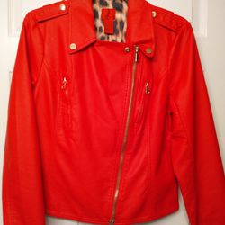 Red Faux Leather Jacket. - XL