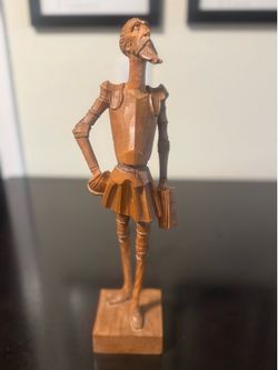 Hand Carved Wooden Spanish Don Quixote Statue