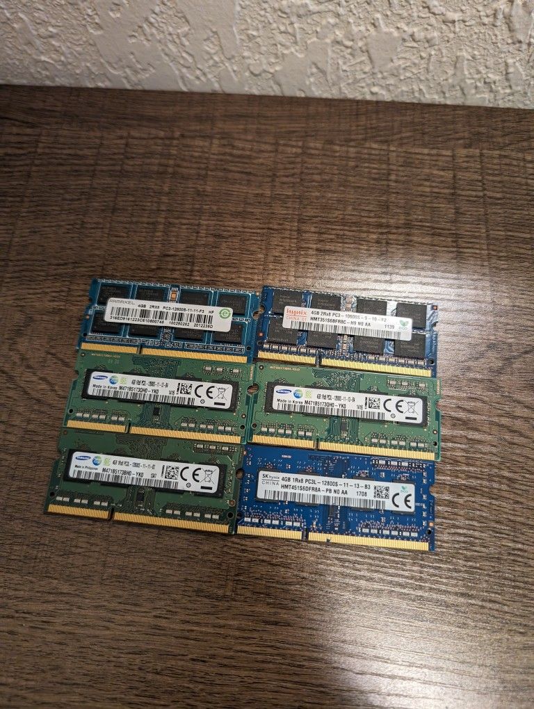 Laptop Memory RAM 4Gb PC3 DDR3 (6 Units)