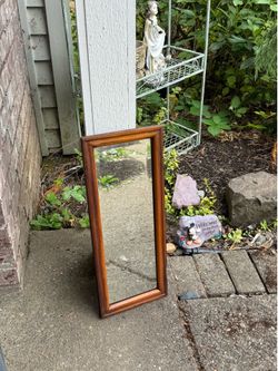 Narrow Wood-Framed Wall Mirror