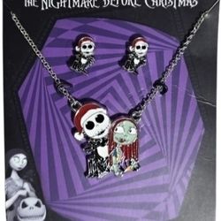 The Nightmare Before Christmas  Necklace and Earrings Set Disney New