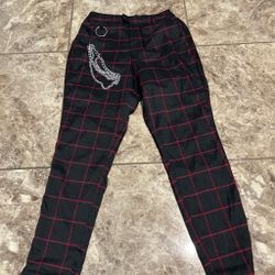 Hot topic black and red striped pants (+pants chain)