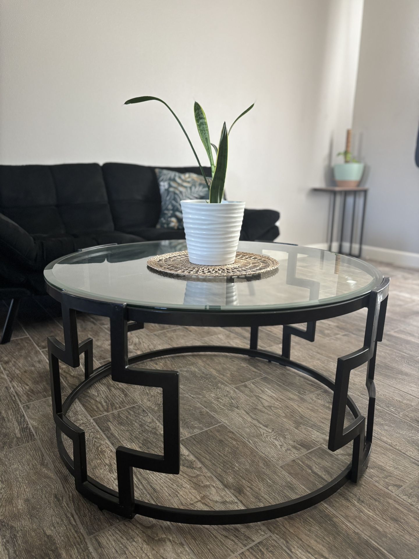 Glass Coffee Table With Metal Frame