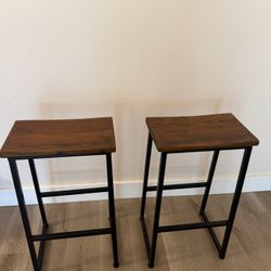 Solid Wood & Metal Bar Stools – $30 Each / $55 Pair