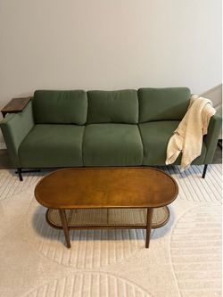 Modern Green velvet/satin sofa couch