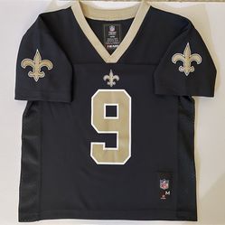 Drew Brees #9: New Orleans Saints | NFL Jersey KIDS MEDIUM 5/6; Black NFL Team Jersey