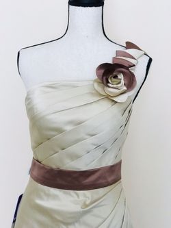 NEW!! A-Line/Princess One-Shoulder Floor-Length- Satin Bride Or Bridesmaid Dress with Sash Flower