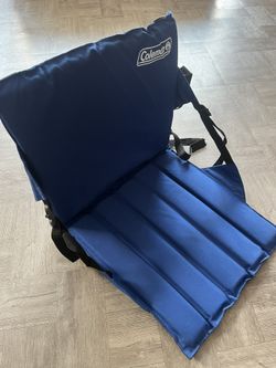 Coleman Portable Stadium Seat Cushion with Backrest Game Chair Rollable Blue