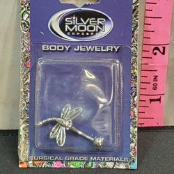 @CHV.   SILVER MOON BODY JEWELRY BELLY BUTTON NAVEL RING DRAGONFLY