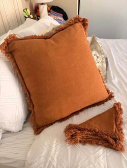 2 Decorative Throw Pillow Covers with tasseled ends