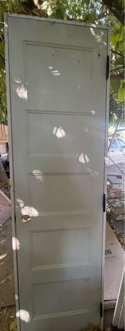 White 5-Panel Interior Door with Hinges 24 inch wide with frame.