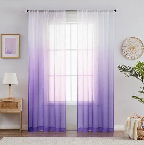 Purple Ombre Sheer Curtains 95 x 42 - $15