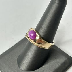 14k Gold Star Ruby Men’s Diamond Ring 8 Grams Size 9