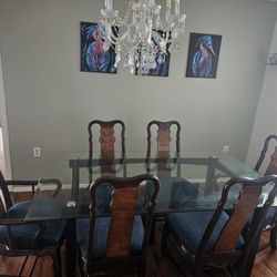 Glass Top Dining Table With 6 Chairs