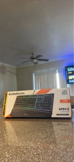 SteelSeries Apex 3 RGB Gaming Keyboard – Water Resistant, Whisper-Quiet Keys