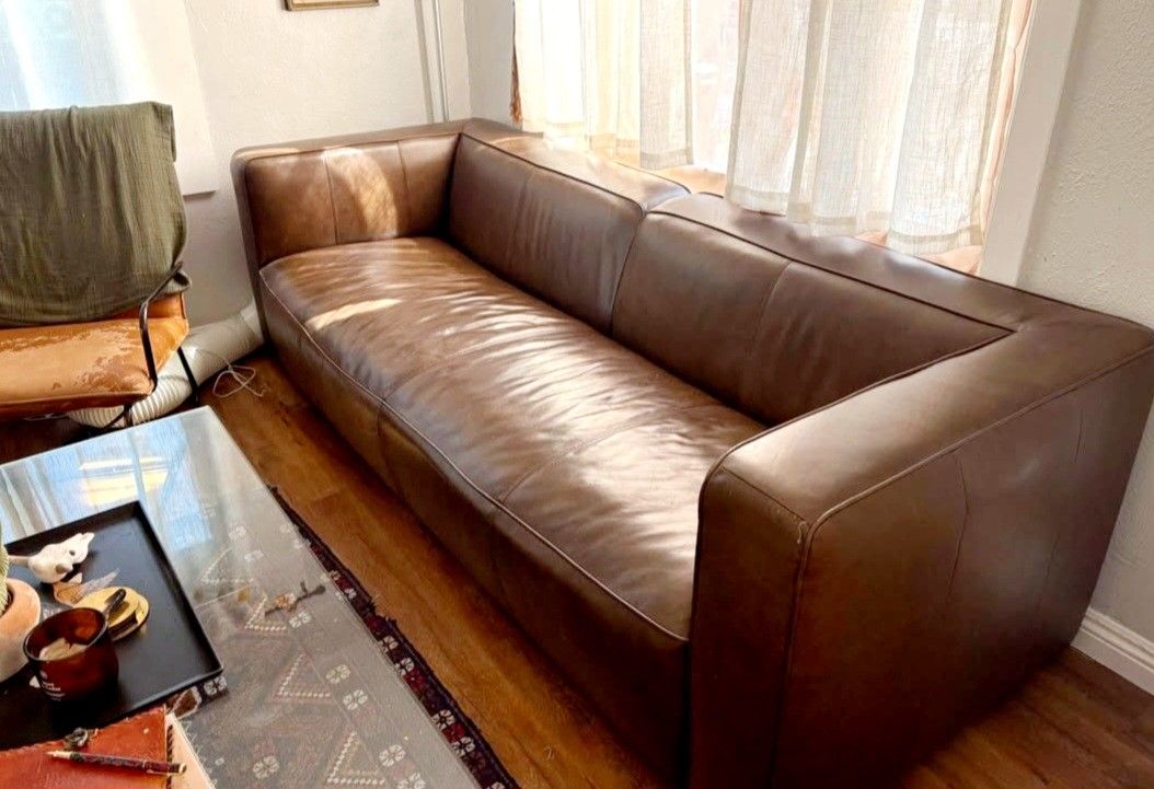Abbyson 92" Genuine Leather Sofa 