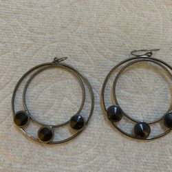 Silver Black pierced Earrings 