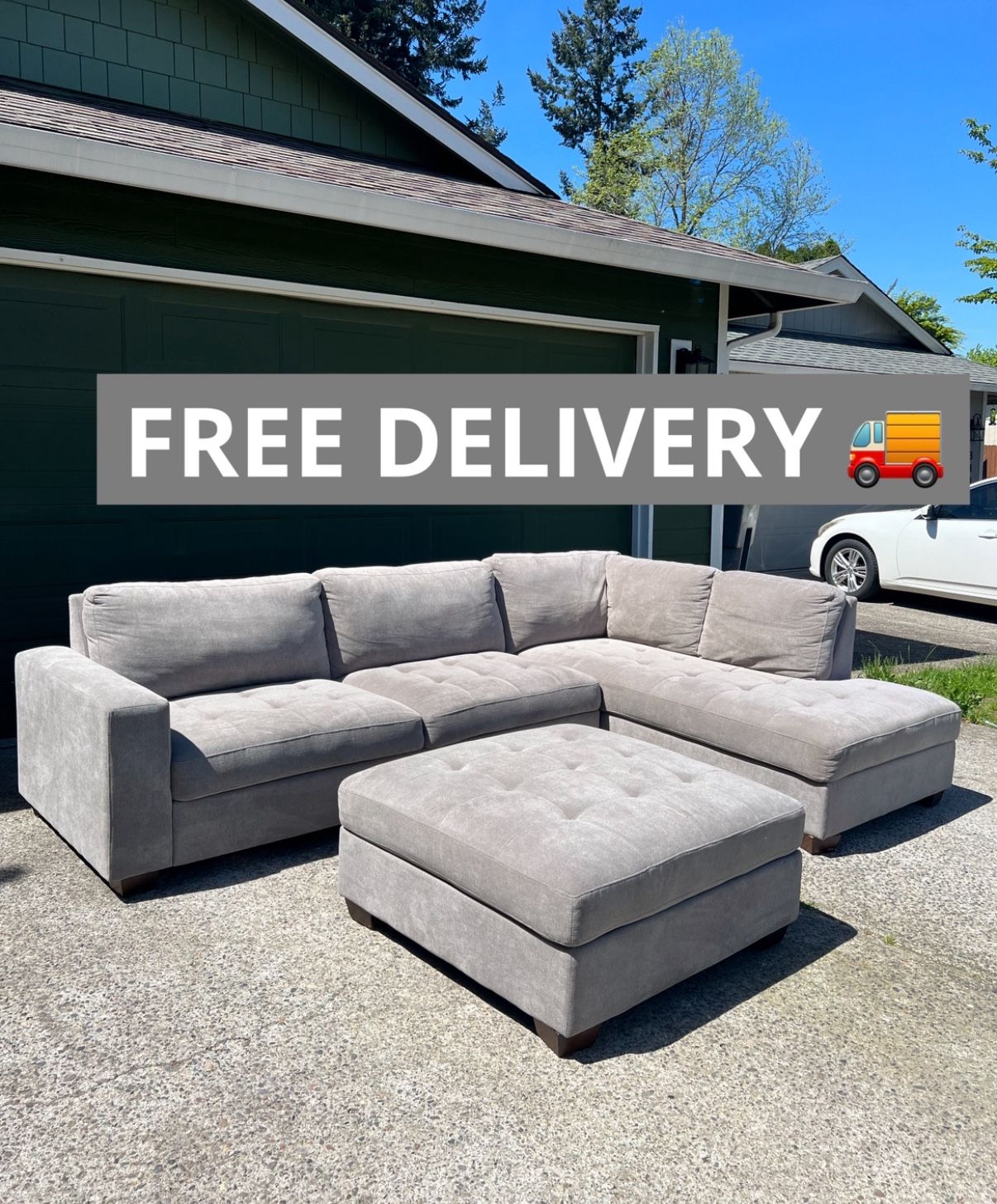 Large Gray Sectional Couch 🛋️- FREE DELIVERY 🚚