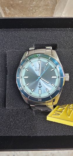 New Invicta Ocean Voyage Quartz Light Blue Dial SS Men's Watch NWT Water Resistant 