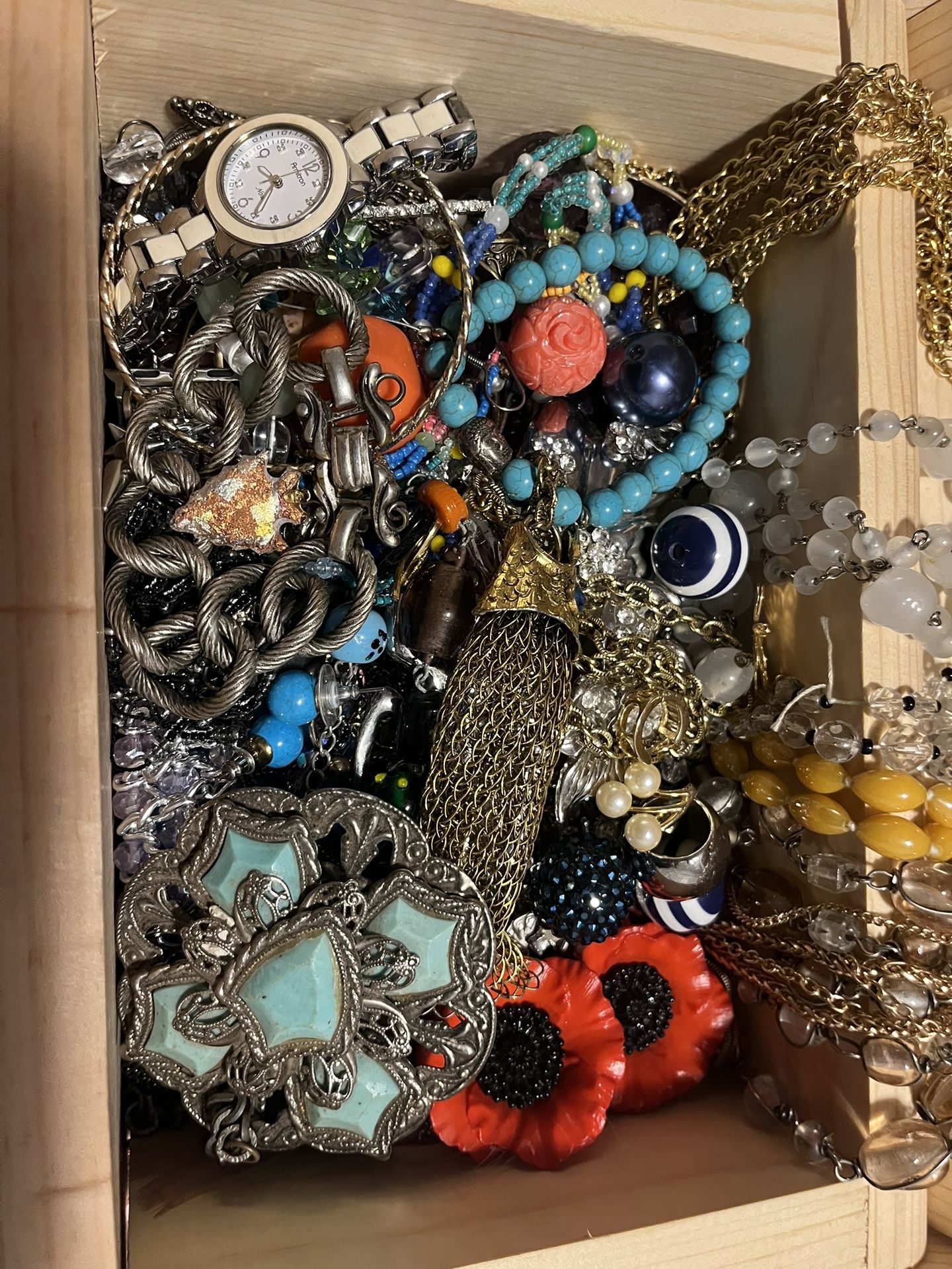 Trunk Of Vintage Antique Jewelry And Findings 
