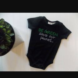 Koala Baby Girls 12M "BE GREEN SAVE OUR PLANET" Black ORGANIC Bodysuit

