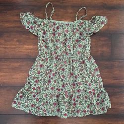 Little Girls Clothes Floral Off The Shoulder Sage Dress With Straps Size 4T