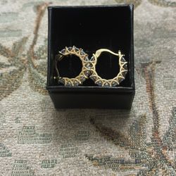 Rhinestone Plated Gold Earrings