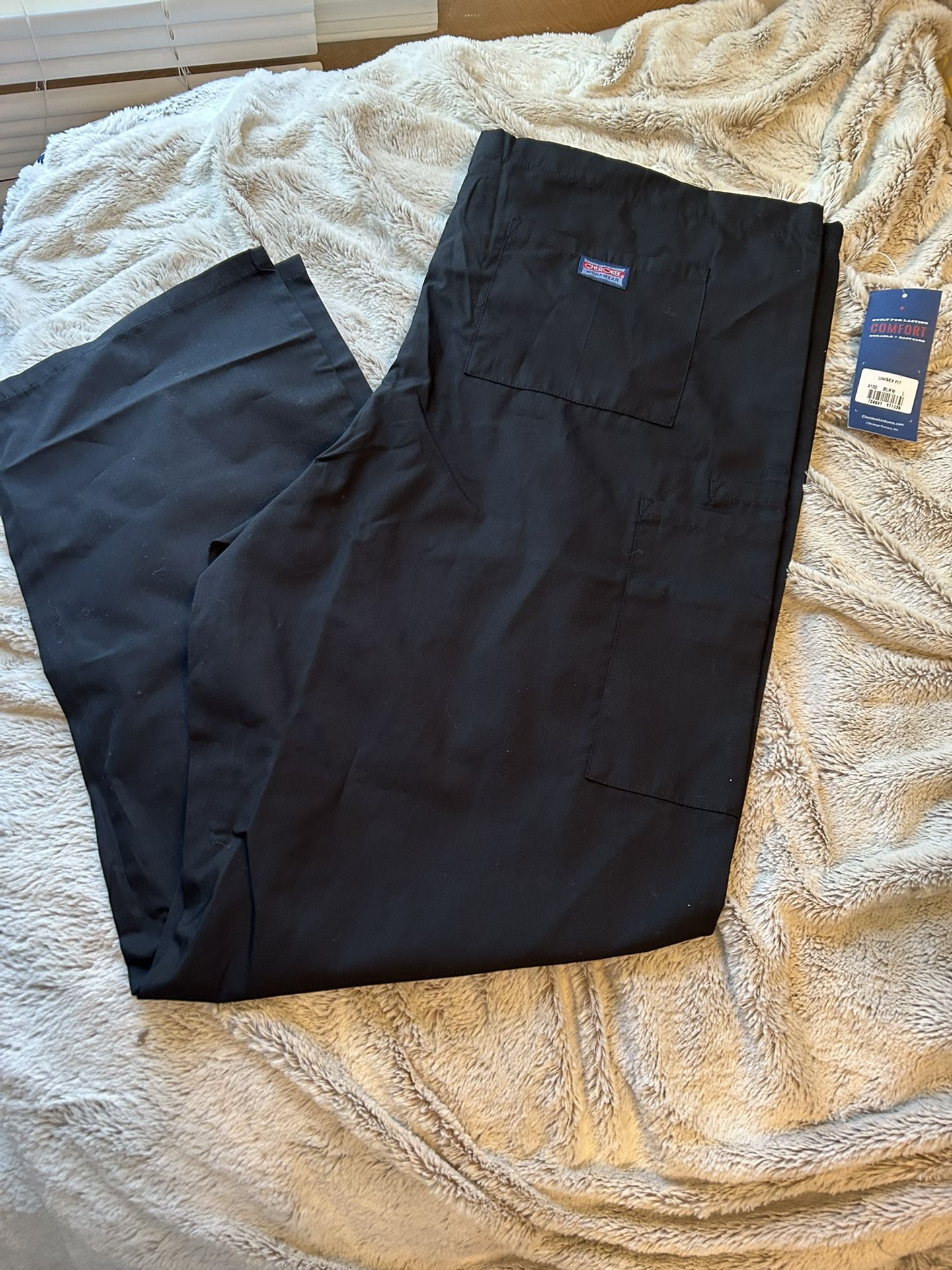 Cherokee Originals Unisex Fit Drawstring Cargo Scrubs Pant Black Size Large NWT