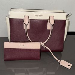 Kate Spade Burgundy And Pink Purse and Wallet