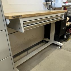 usky Solid Wood Workbench / Work Table on Wheels – Heavy Duty