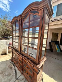 Solid Wood China Cabinet w/ glass shelves