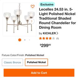 KICHLER Lecelles 5-Light Polished Nickel Round Chandelier with Clear Glass Shades