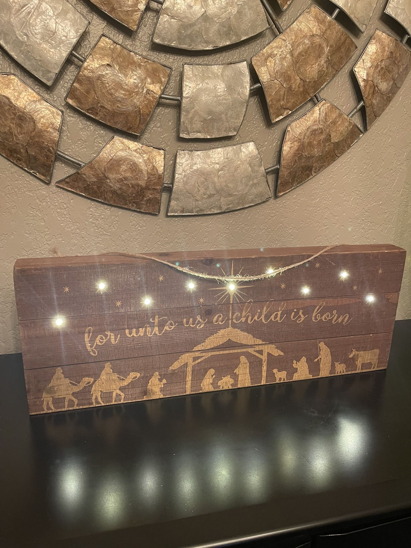 CHRISTMAS Wood Nativity Scene With Battery Operated LIGHTS