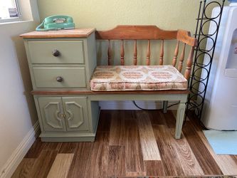 Vintage Wooden Telephone Bench / Gossip Bench Furniture