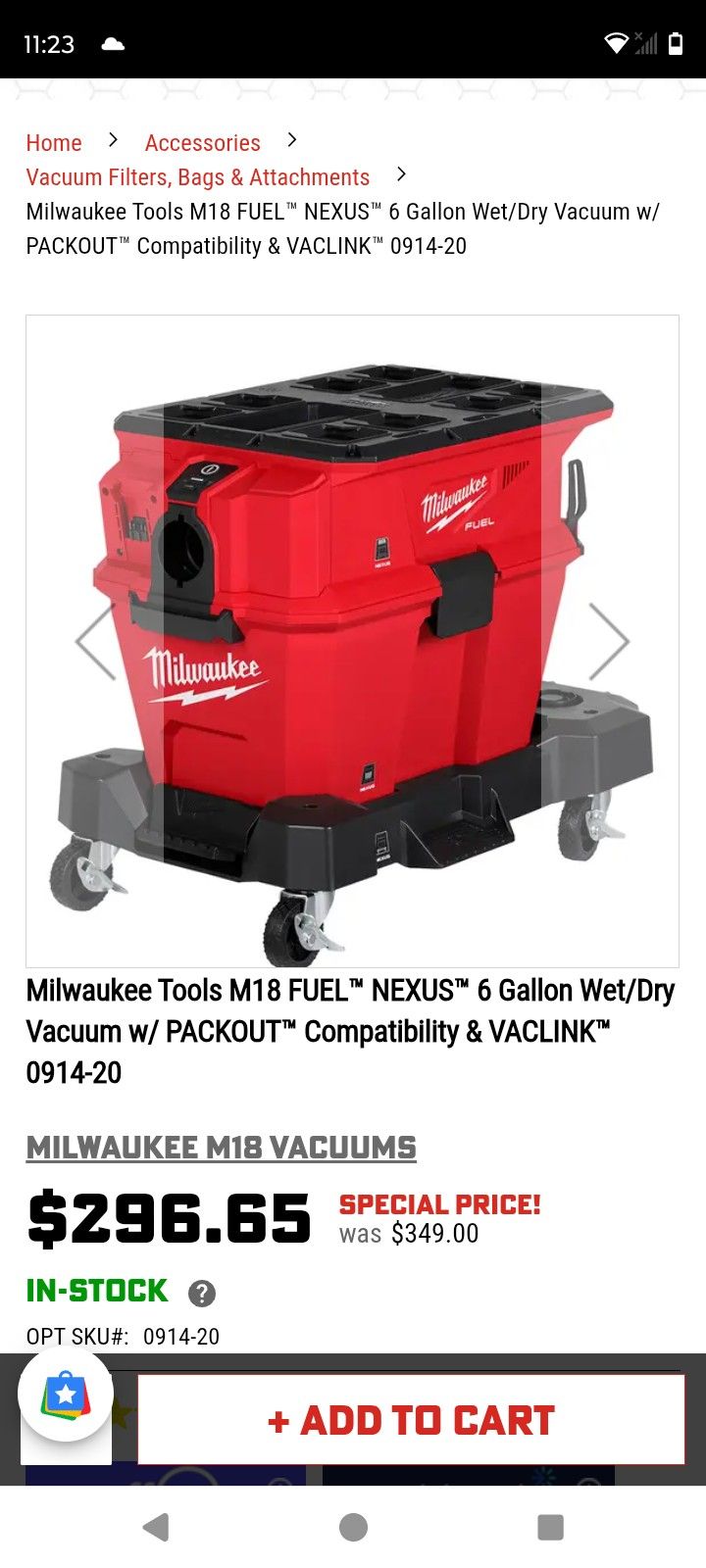Milwaukee M18 FUEL NEXUS 6 Gallon Wet/Dry Vacuum 